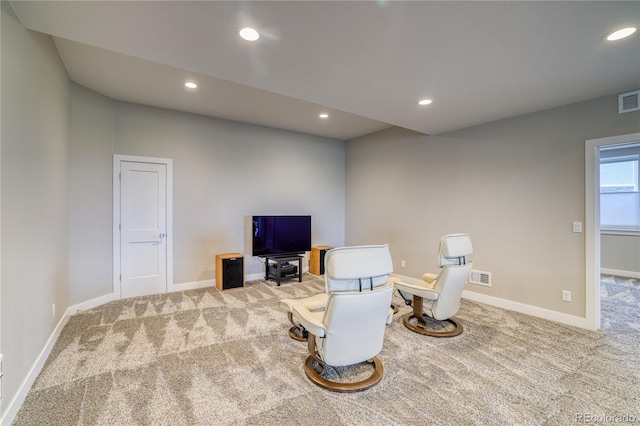 sitting room with light carpet