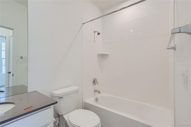 full bathroom with toilet, shower / washtub combination, and vanity