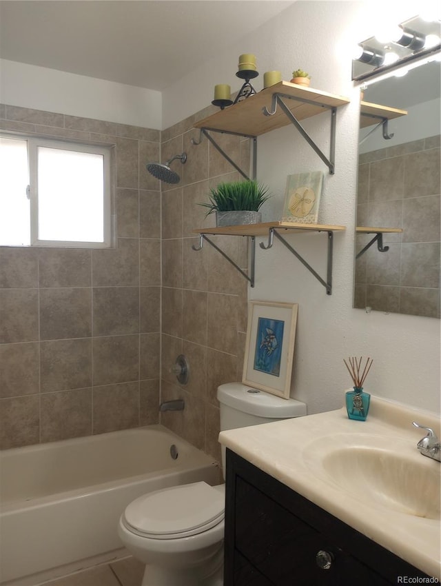 5640 E 67th Pl, Commerce City, CO 80022 - full bathroom featuring vanity, toilet, and bathtub / shower combination