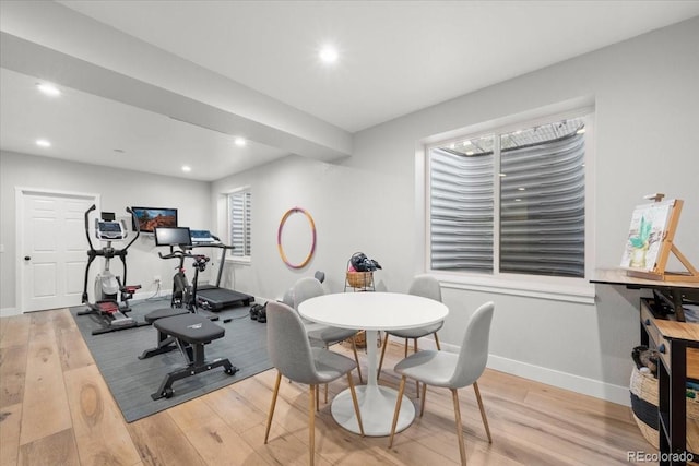 5100 Eaglewood Ln, Johnstown, CO 80534 - workout area featuring light wood finished floors and recessed lighting