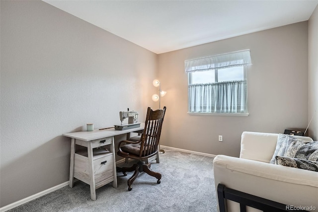 office area with baseboards and carpet flooring