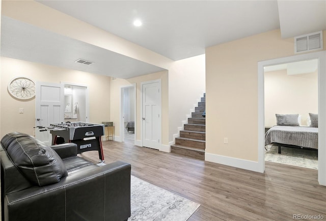 living room featuring light wood-type flooring