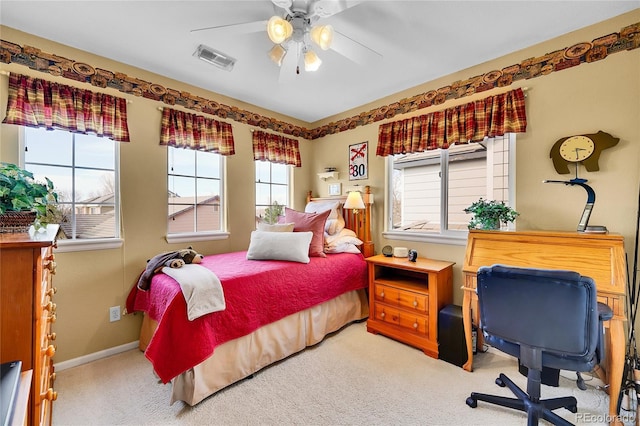 19447 E Bellisario Creek Dr, Parker, CO 80134 - bedroom featuring light colored carpet and a ceiling fan