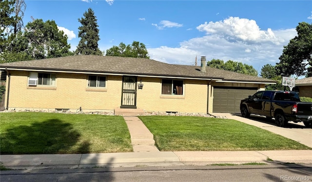 6616 S Lincoln St, Centennial, CO 80121 - single story home with brick siding, a garage, a front yard, and concrete driveway