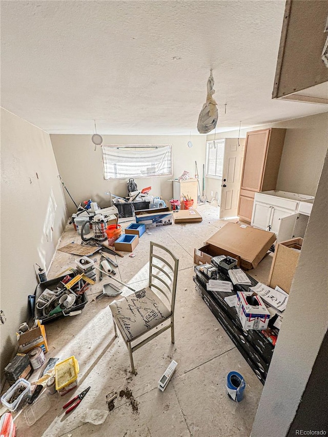 misc room with a textured ceiling and a wealth of natural light