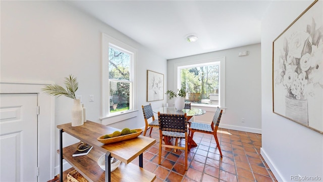 dining room with tile floors