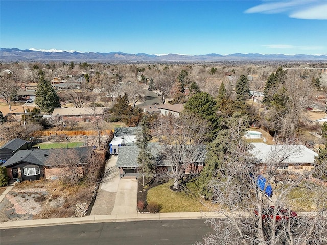 drone / aerial view with a mountain view