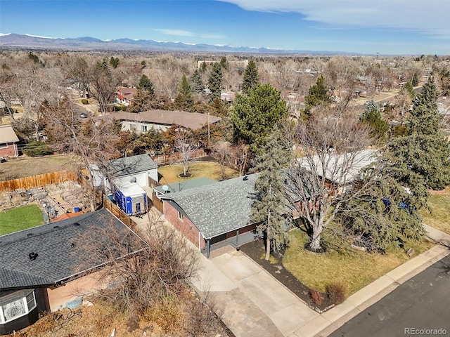 bird's eye view with a mountain view