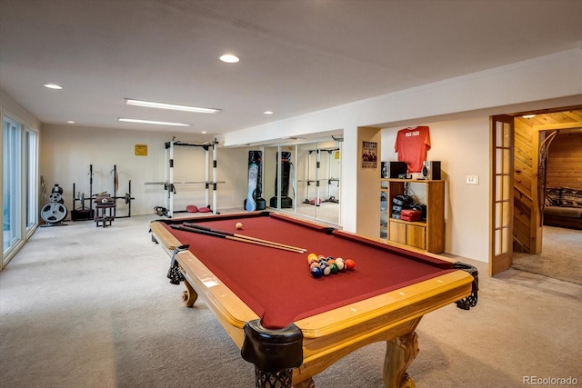 5030 Cedar Way, Elizabeth, CO 80107 - playroom with carpet, pool table, and recessed lighting