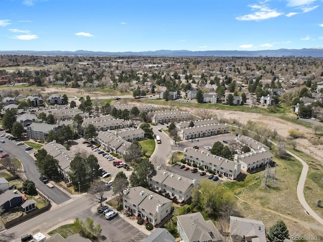 drone / aerial view with a mountain view