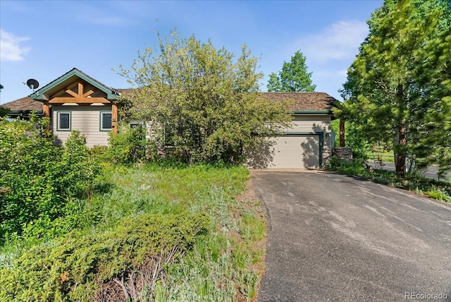 378 Fox Acres Dr W, Red Feather Lakes, CO 80545 - view of property hidden behind natural elements featuring driveway and an attached garage