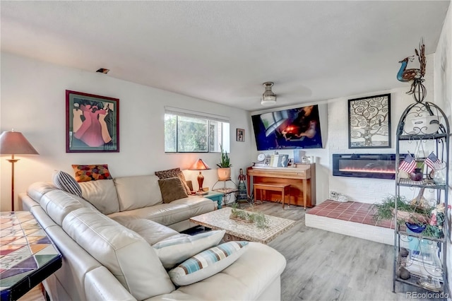 living room with wood-type flooring