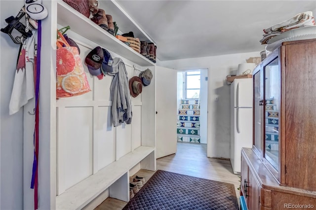 mudroom with light wood-type flooring