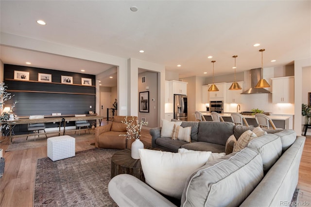 living room featuring light hardwood / wood-style flooring