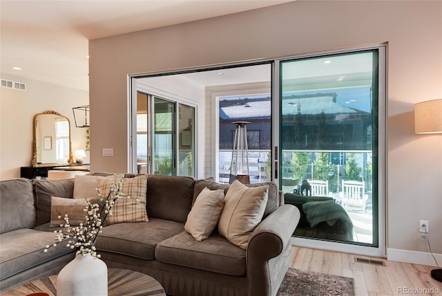 living room featuring light hardwood / wood-style floors