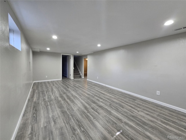 2865 Carnation Way, Thornton, CO 80229 - finished below grade area with wood finished floors, recessed lighting, and stairs