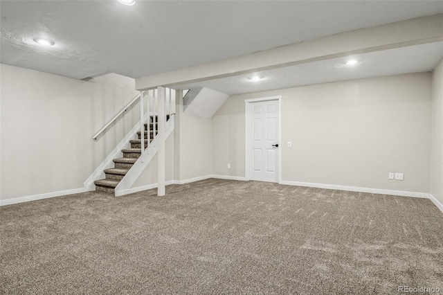 basement with carpet floors