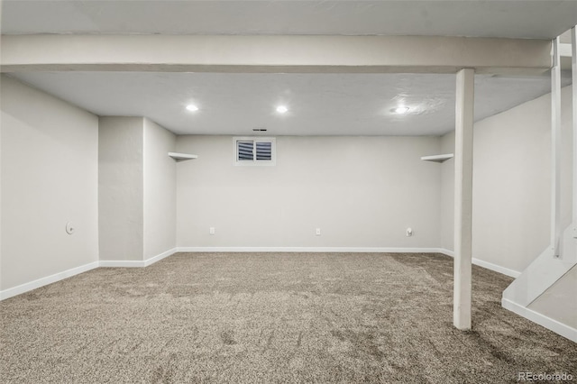 basement with carpet