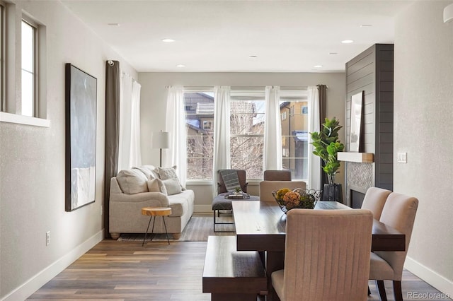 dining room featuring dark hardwood / wood-style flooring