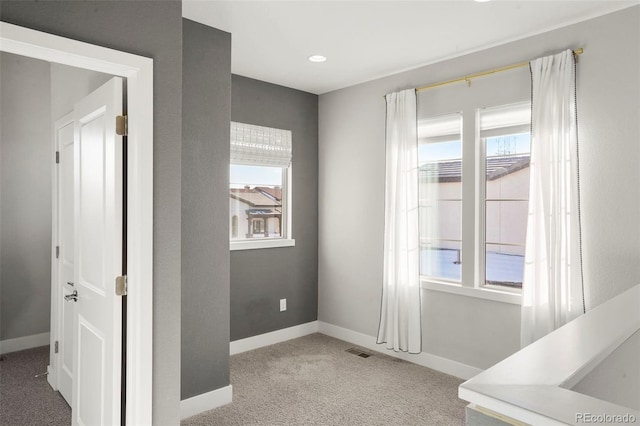 interior space featuring light carpet and a wealth of natural light