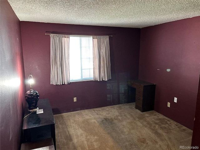 spare room featuring carpet and a textured ceiling