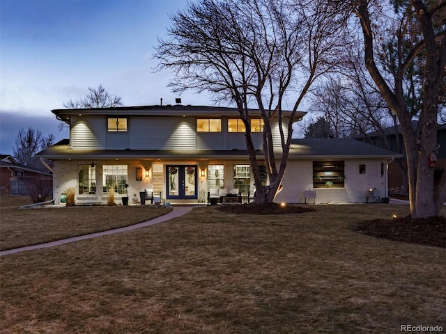 back of property with french doors