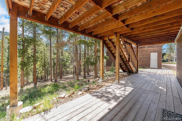 9185 Jill Dr, Conifer, CO 80433 - wooden terrace featuring stairs