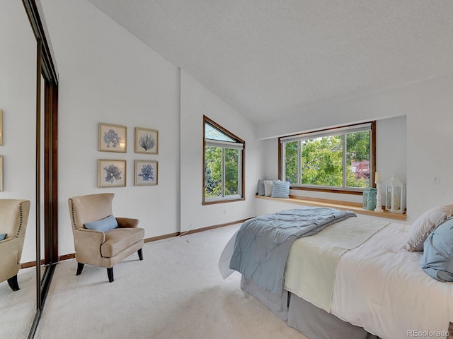 12658 W 1st Pl Unit 78, Denver, CO 80228 - carpeted bedroom featuring vaulted ceiling and a textured ceiling