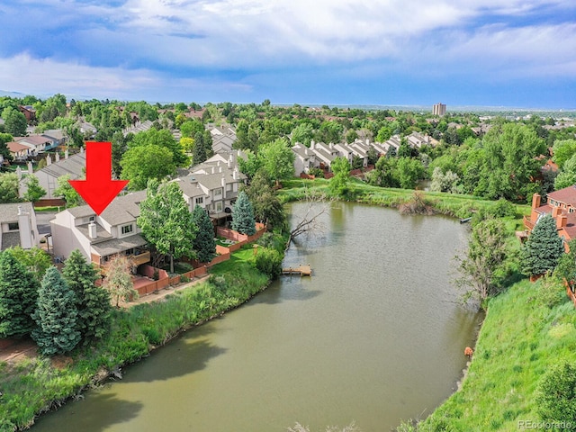 12658 W 1st Pl Unit 78, Denver, CO 80228 - aerial perspective of suburban area featuring a nearby body of water