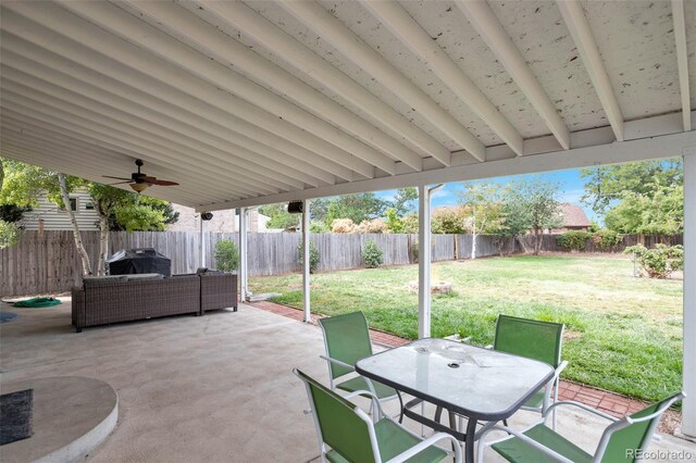 801 S 15th Ave, Brighton, CO 80601 - view of patio with area for grilling, outdoor dining area, and ceiling fan