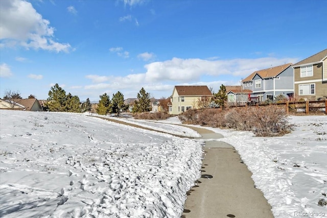 view of yard covered in snow