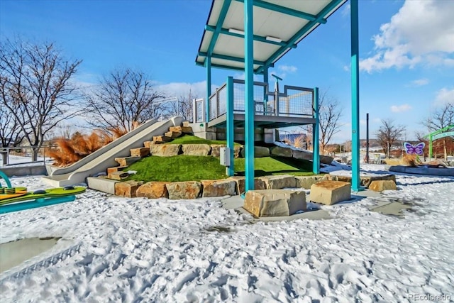 view of snow covered playground