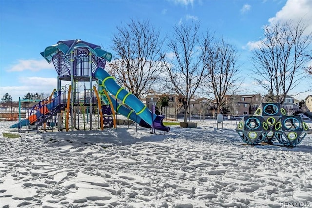 view of snow covered playground