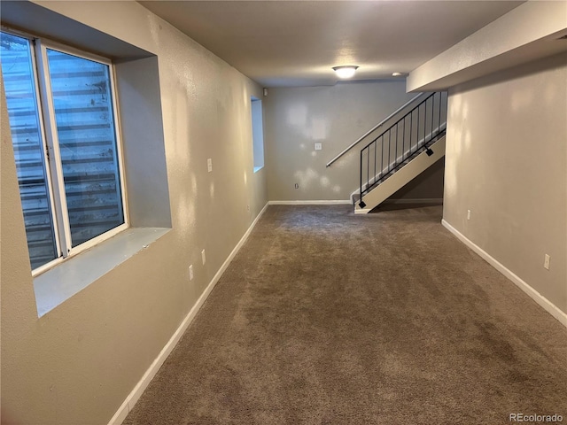 1222 Yosemite St, Denver, CO 80220 - finished basement with carpet flooring and stairway