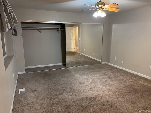 1222 Yosemite St, Denver, CO 80220 - unfurnished bedroom featuring carpet, a closet, and a ceiling fan