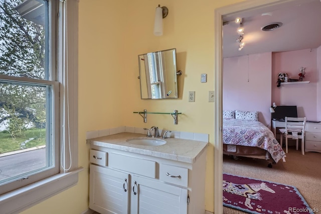 ensuite bathroom with plenty of natural light and vanity