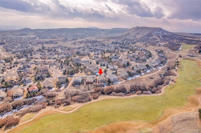 bird's eye view with a residential view and a mountain view