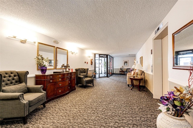 interior space with a textured ceiling