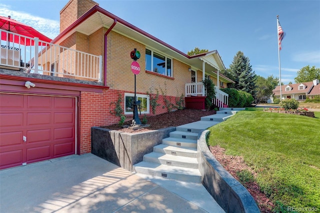 view of property exterior with a lawn