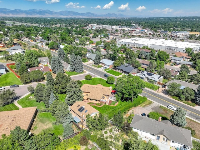 bird's eye view with a mountain view