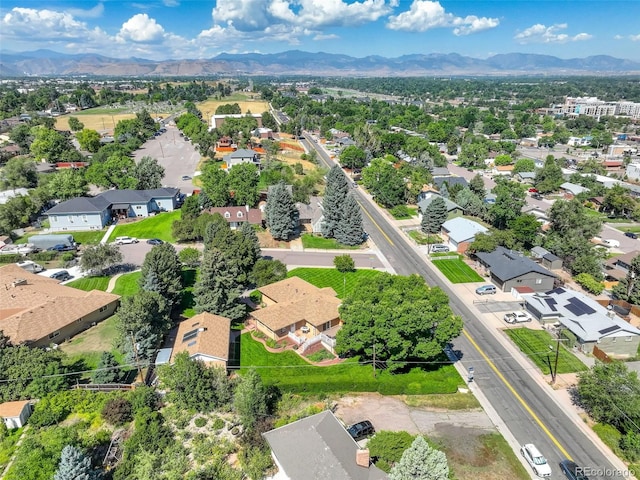 aerial view with a mountain view