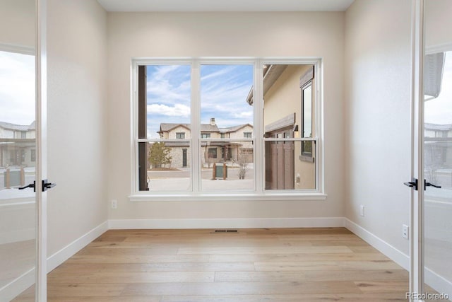 interior space with light hardwood / wood-style flooring