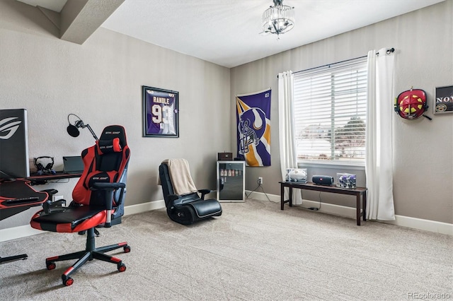 view of carpeted office space