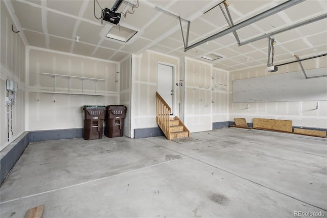 garage with a garage door opener