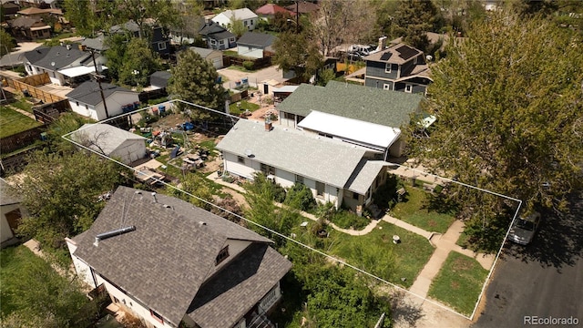2235 Eaton St, Edgewater, CO 80214 - aerial perspective of suburban area with property parcel outlined
