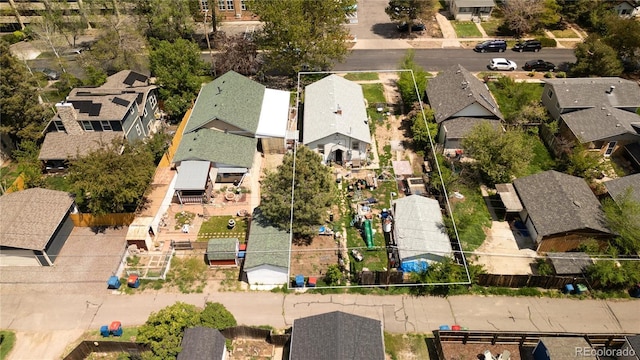 2235 Eaton St, Edgewater, CO 80214 - aerial perspective of suburban area featuring property parcel outlined