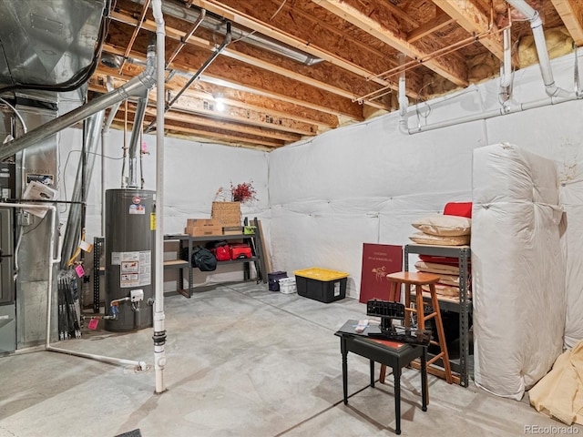 basement with gas water heater