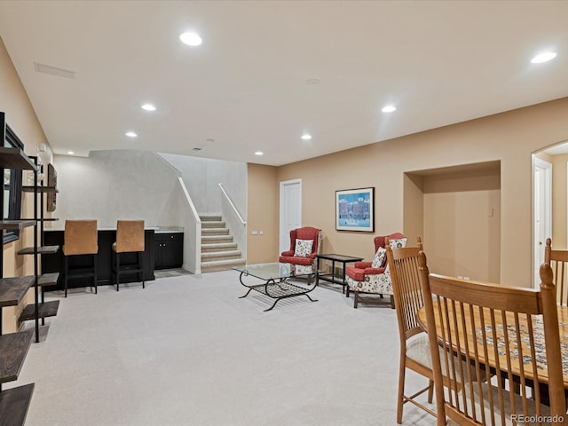 sitting room with light carpet