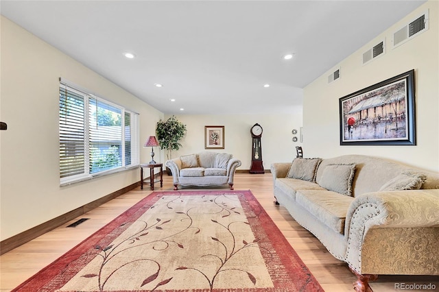 living room featuring light hardwood / wood-style floors