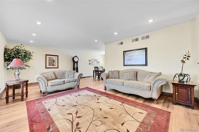 living room featuring light hardwood / wood-style floors